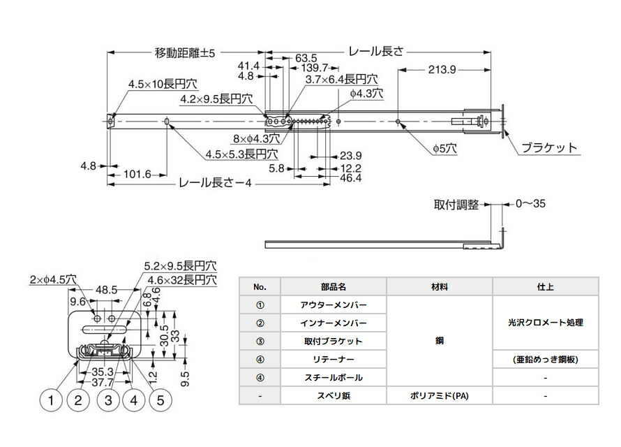 楽天市場 P5倍 スガツネ工業 3508 16 長さ425mm Lamp 2段引きスライドレール 底引きタイプ 3 4スライド 1本入り Tk Hope 楽天市場店