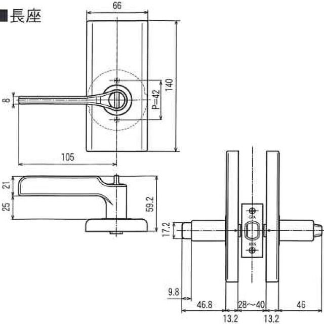 日中製作所 358-O 空錠 ブロンズ シルバー バックセット可変式 50mm 60mm 取替 レバーハンドル 交換 長座 カギなし チューブラ錠  円筒錠OK ※取寄せ品※ 激安の