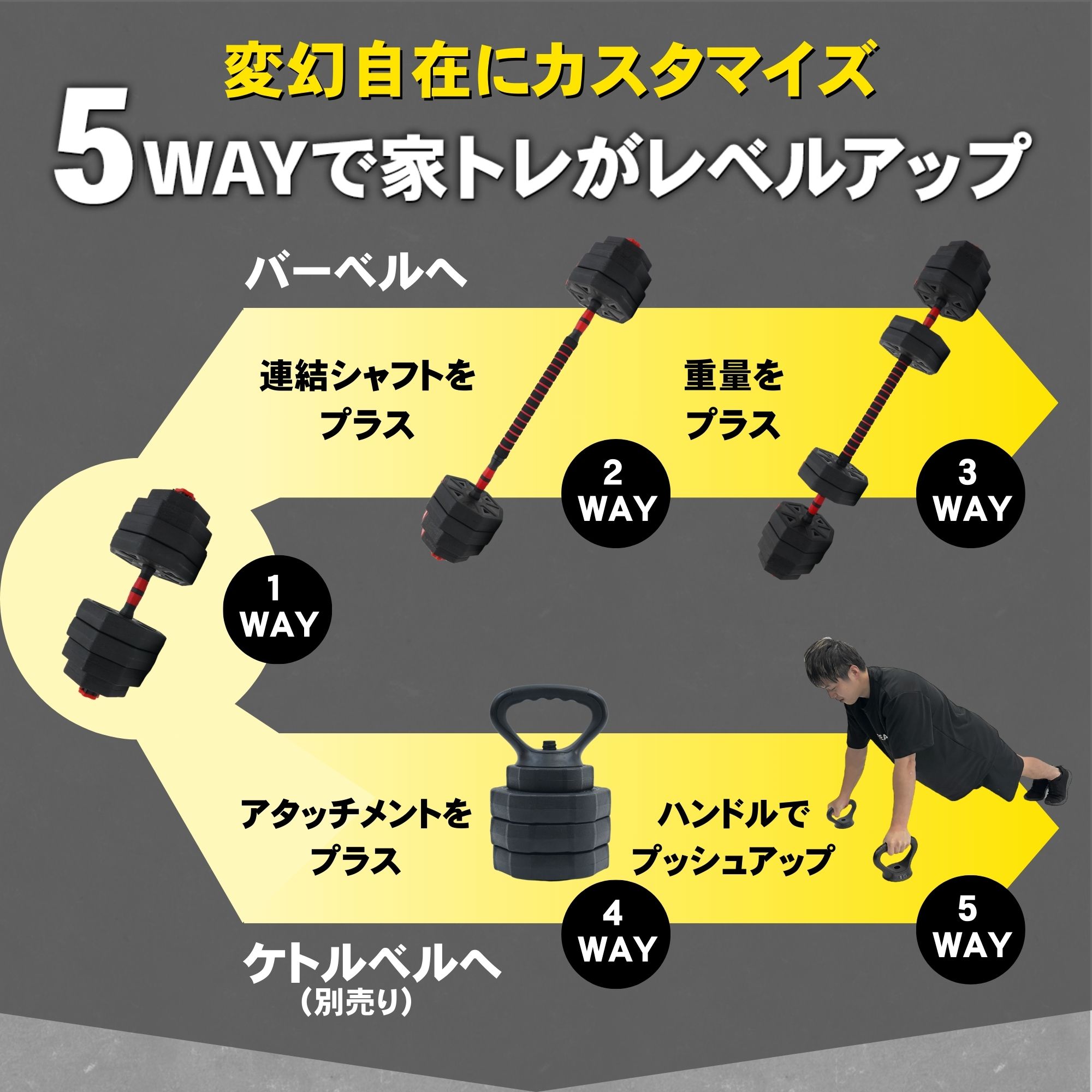変幻自在にカスタマイズ 5WAYで家トレがレベルアップ