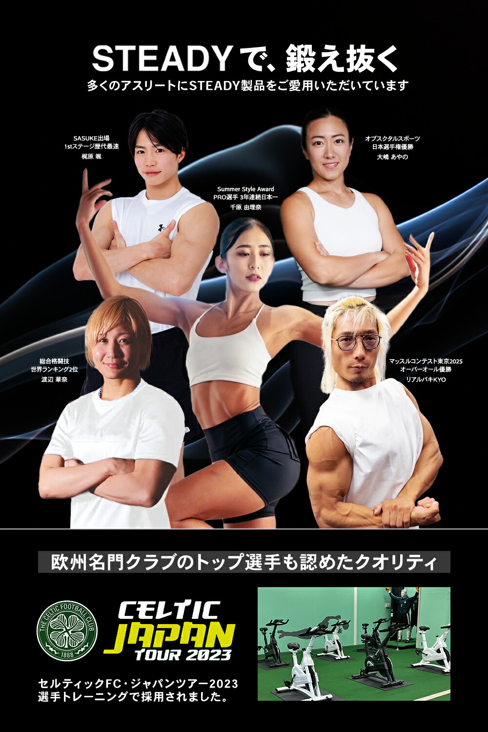 STEADYで、鍛え抜く 多くのアスリートにSTEADY製品をご愛用いただいています