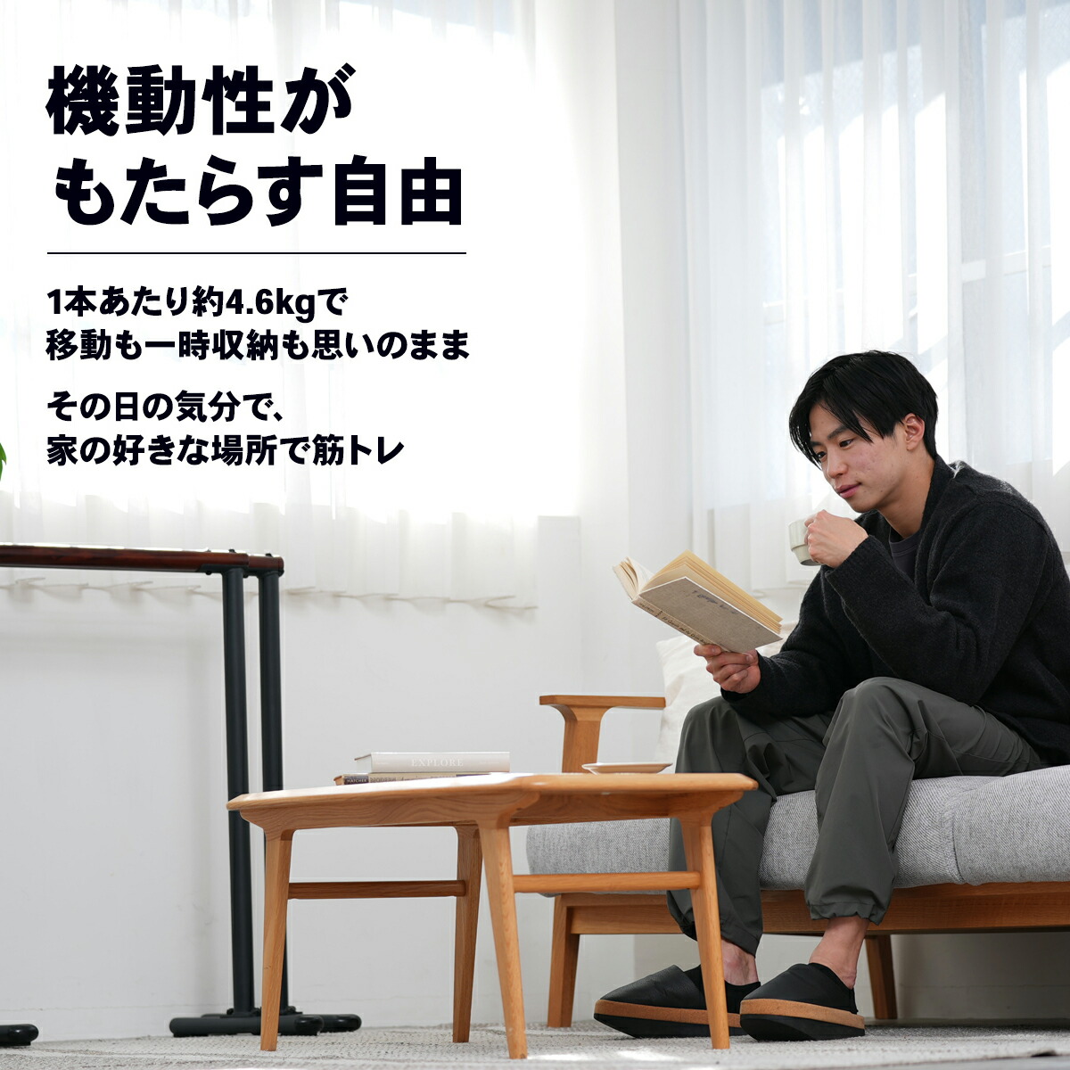 STEADY Urban Wood Dips Bar ST151 場所を移動させて窓脇に設置