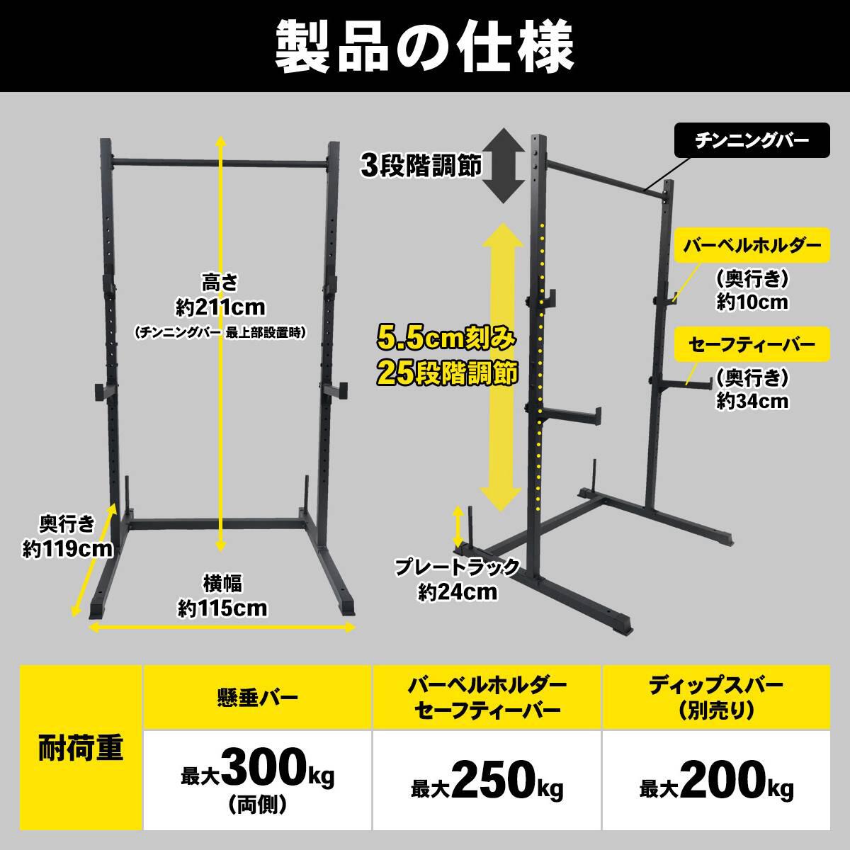 懸垂マシン ラック型 25段階調整 BIG3対応 耐荷重300kg ホームジム 365