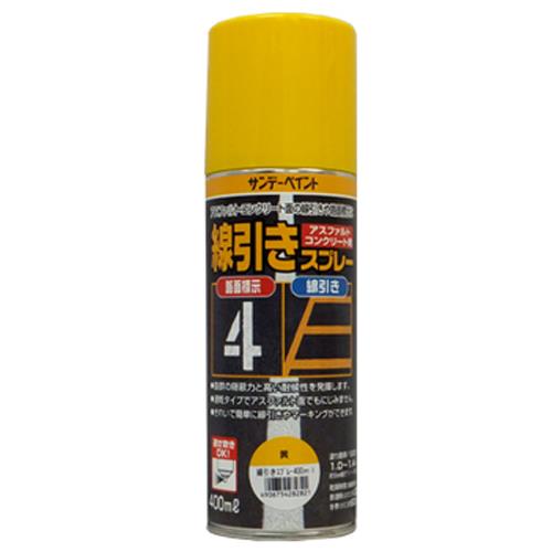 エスコ (ESCO) EA942EH-102A 400ml 線引きｽﾌﾟﾚｰ(ｱｽﾌｧﾙﾄ用/黄) EA942EH-102A 【4本セット】