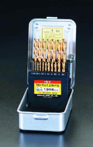エスコ (ESCO) EA824BE-19 1.0- 10粍/ 19本組 ｽﾄﾚｰﾄﾄﾞﾘﾙ(Tin Co-HSS) EA824BE-19