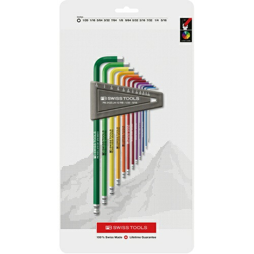 PB SWISS TOOLS ボールロングレインボ-レンチ 台紙付 ( 212Z.LH-12RBCN )