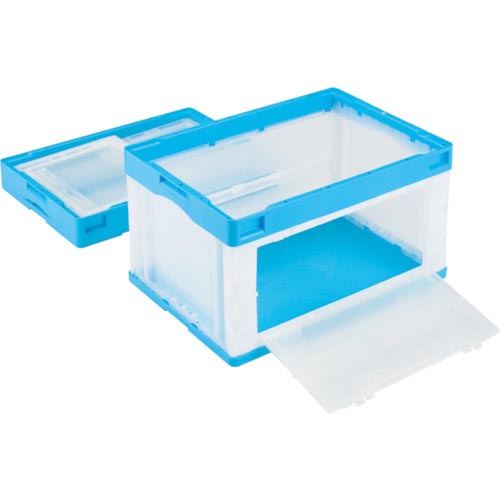 RISU ( 岐阜プラスチック工業 ) CB型折りたたみ入れもの(長側片側面開閉印字機) 593111 CB-51NRカタトビラL青み/トウメイ ( CB51NR-TL-B/C )