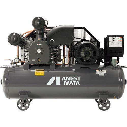アネスト岩田 レシプロコンプレッサー(給油式) (タンクマウント・オイルタイプ) 60Hz 7.5kW 吐出空気量855L/min ( TLP75EG-10M6 )