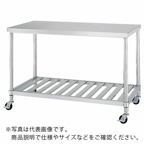 シンコー ステンレス(SUS430)作業台スノコ棚板キャスター付 φ100ナイロン車 600×600×800 ( WSC-6060-N100 ) 【メーカー取寄】
