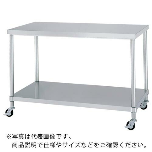 シンコー ステンレス(SUS430)作業台ベタ棚板キャスター付 φ75ウレタン車 600×450×800 ( WBC-6045-U75 )