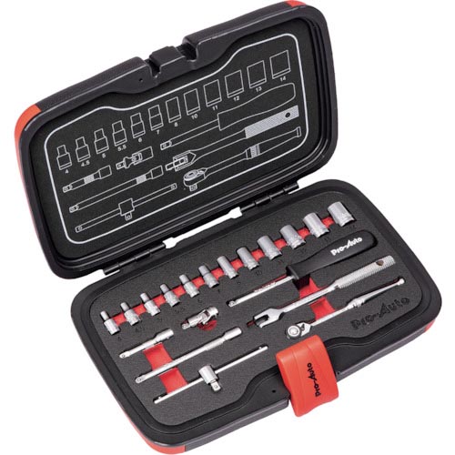 Pro-Auto ( スエカゲツール ) 1/4DR.19PCソケットレンチセット ( PA2019 )