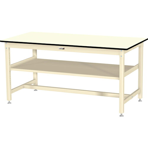 ヤマテック ( 山金工業 ) 中量作業台 ワークテーブル800シリーズ 固定式 中間棚付 塩ビシート天板 W1800×D900×H900mm アイボリー/ヤマテックアイボリー ( SVRH-1890S2-II ) 【メーカー取寄】