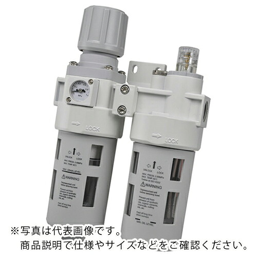 TAIYO エアコントロールユニット/2点仕かける(オートドレン、鉤括弧、角型剪断応力計、金属元素入れもの付) ( MKL3-10-ABDS )