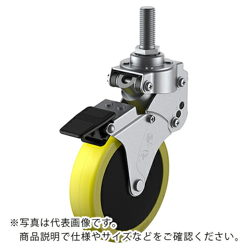 ユーエイ ねじ込み式 自在 クッションキャスター 帯電防止ウレタン 車輪径100mm ストッパー付き SKYタイプ SKY-T-S型 ネジ寸法M12×35ピッチ1.75 ( SKY-T100SUES-3-M12-35 ) 【メーカー取寄】