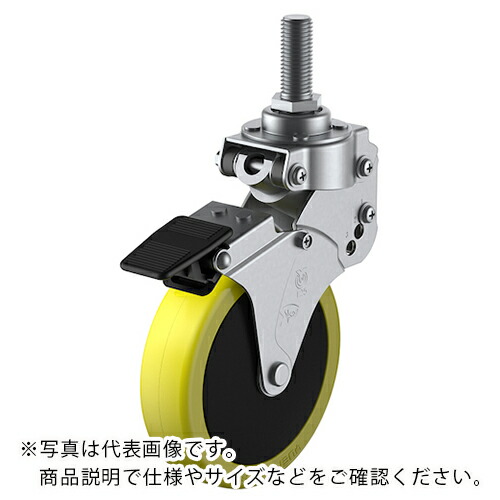 ユーエイ ねじ込み式 自在 クッションキャスター 帯電防止ウレタン 車輪径125mm ストッパー付き SKYタイプ SKY-T-S型 ネジ寸法M16×40ピッチ2 ( SKY-T125SUES-1-M16-40 ) 【メーカー取寄】