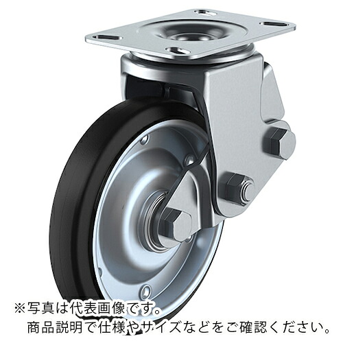 ユーエイ プレート式 自在 クッションキャスター 耐摩耗ゴム 車輪径200mm SKYタイプ SKY-2S型 取付寸法120×120(105×105) ( SKY-2S200WF(AR)-B-2 ) 【メーカー取寄】