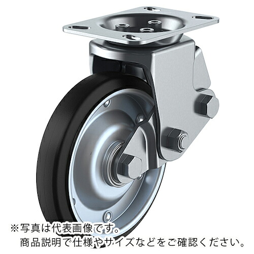 ユーエイ プレート式 固定 クッションキャスター 耐摩耗ゴム 車輪径200mm SKYタイプ SKY-2R型 取付寸法112×63(140×50) ( SKY-2R200WF(AR)-B-2 ) 【メーカー取寄】