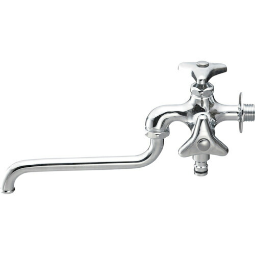 SANEI 散水用二口自在水栓 呼び13 パイプ170mm ジョインター接続 ( E106V-13 )