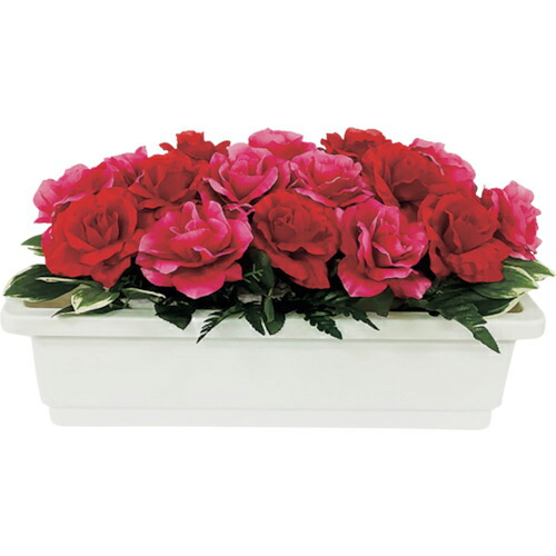 社会的単位 造花プランター 白 薔薇(赤・サクラ色) ( 935-011 ) 【製造業者取寄】