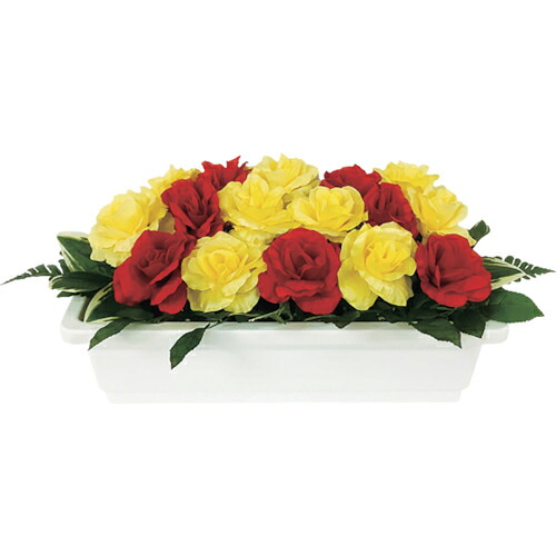 社会的単位 造花プランター 白 薔薇(赤・黄) ( 935-021 ) 【製造業者取寄】