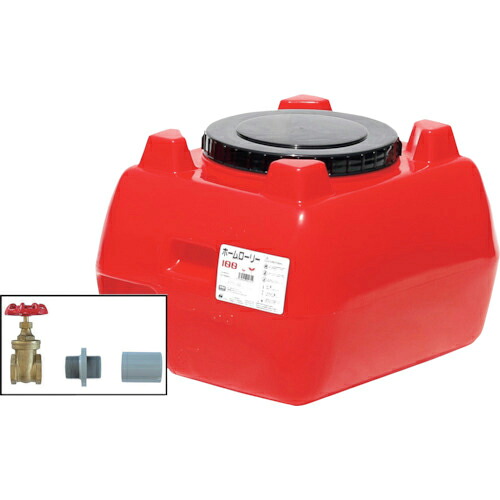 SUIKO ( スイコー ) ホームローリータンク100 赤 ドレンバルブセット(40A)付 ( HLT-100(R)+VALVE-SET40A ) 【製造業者取寄】