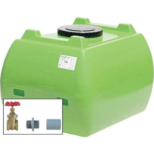 SUIKO ( スイコー ) ホームローリータンク500 緑 ドレンバルブセット(40A)付 ( HLT-500(GN)+VALVE-SET40A ) 【製造業者取寄】