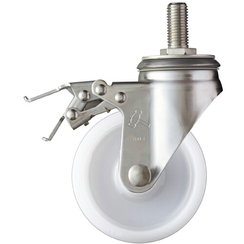 鉄槌 ( 鉄槌キャスター ) SA続きものオールステンレス鋼 回転させる式ナイロン拷問台 125粍 ストッパー付 ( 315SA-N125 ) 【製造業者取寄】