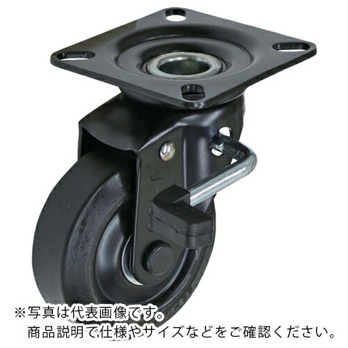 シシク ( シシクSISIKUアドクライス ) プレート式キャスター(プレス製ウレタン車輪) 自在ストッパー 径200mm ブラックキャスター ( BKUWJB-200 )