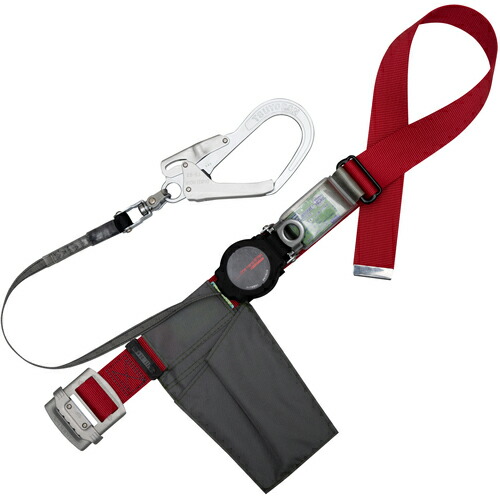 TSUYORON ( 藤井電工 ) 胴ベルト型墜落制止用器具(巻取タイプ)ロック機構付き ワン・ハンドリトライト 赤 Mサイズ 幅50MM×長さ1200MM ( TB-ORL-593SV-R-M-BP ) 【メーカー取寄】