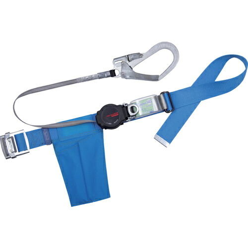 TSUYORON ( 藤井電工 ) 胴ベルト型墜落制止用器具(巻取タイプ)ロック機構付き ワン・ハンドリトラ 青 Lサイズ 幅50MM×長さ1400MM ( TB-ORN-599-BL4-L-BP ) 【メーカー取寄】