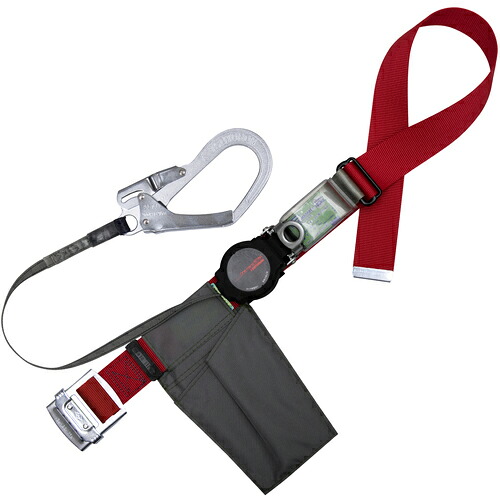 TSUYORON ( 藤井電工 ) 胴ベルト型墜落制止用器具(巻取タイプ)ロック機構付き ワン・ハンドリトラ 赤 Mサイズ 幅50MM×長さ1200MM ( TB-ORN-599-R-M-BP ) 【メーカー取寄】