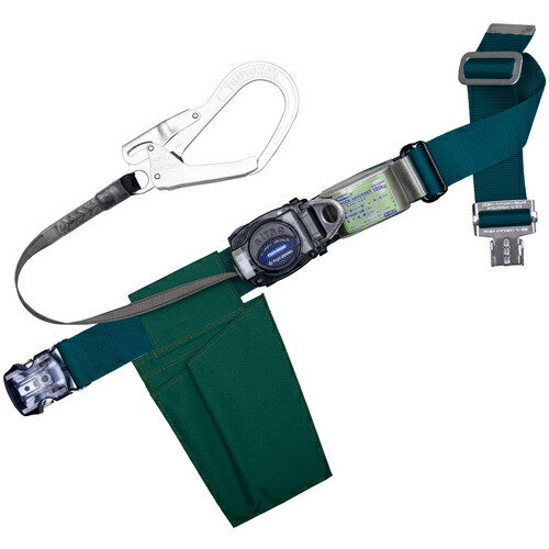 TSUYORON ( 藤井電工 ) 胴ベルト型墜落制止用器具(巻取タイプ)ロック機構なし リトライト 青緑 Mサイズ 幅50MM×長さ1200MM ワンタッチバックル仕様 ( TB-RL-OT593-BG-M-BP ) 【メーカー取寄】