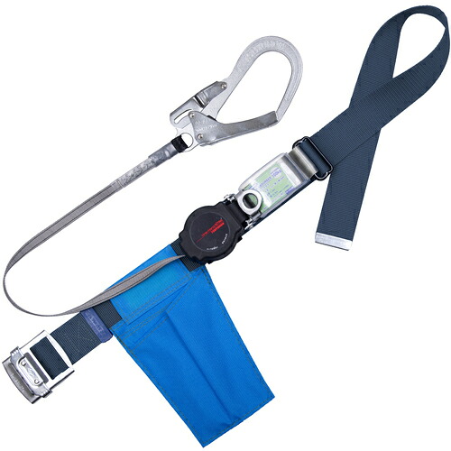 TSUYORON ( 藤井電工 ) 胴ベルト型墜落制止用器具(巻取タイプ)ロック機構付き ワン・ハンドリトラ 紺 Lサイズ 幅50MM×長さ1400MM ( TB-ORN-599-BL2-L-BP ) 【メーカー取寄】