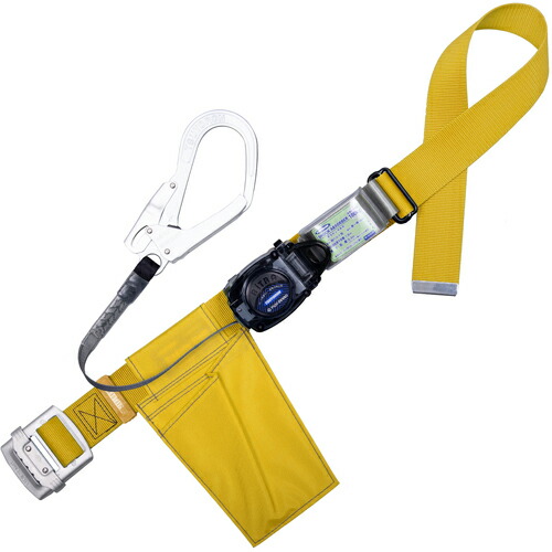 TSUYORON ( 藤井電工 ) 胴ベルト型墜落制止用器具(巻取タイプ)ロック機構なし リトライト 黄 Lサイズ 幅50MM×長さ1400MM ( TB-RL-593-Y-L-BP ) 【メーカー取寄】