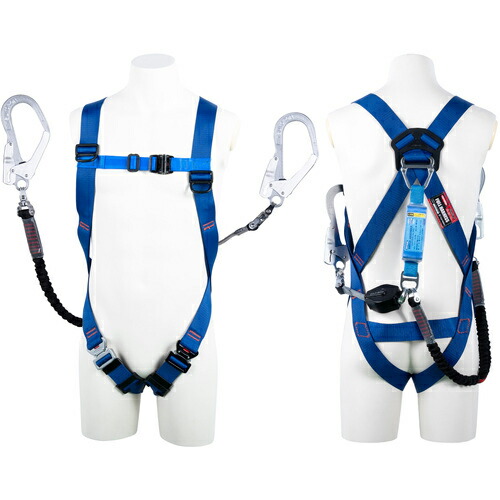 TSUYORON ( 藤井電工 ) ともし火馬具 ダブルランヤード付き添い人 鍵を掛ける規則体系付き添い人巻取式コルトリトラ+伸縮式ノビロン(BK) 青 LL大いさ 130KG相応う型 ( TH510CRNV93SVOTBL4BKLL130K2R23JANBX ) 【製造業者取寄】 花・ガーデン・DIY-その他