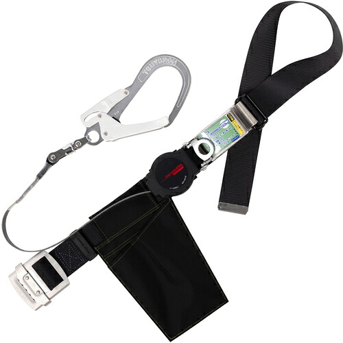 TSUYORON ( 藤井電工 ) 胴ベルト型墜落制止用器具(巻取タイプ)ロック機構付き ワン・ハンドリトライト 黒 Mサイズ 幅50MM&times;長さ1200MM ( TB-ORL-593SV-BLK-M-BP )｜トキワONLINE