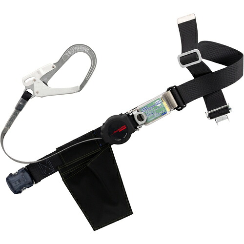 TSUYORON ( 藤井電工 ) 胴ベルト型墜落制止用器具(巻取タイプ)ロック機構付き ワン・ハンドリトライト 黒 Mサイズ 幅50MM×長さ1200MM ワンタッチバックル仕様 ( TB-ORL-OT593-BLK-M-BP )