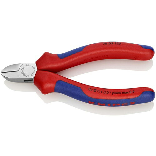 KNIPEX エレクトロニクスニッパー コンフォートハンドル クロムメッキ 125mm ( 7605-125 )