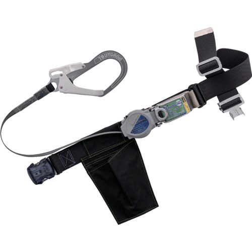 TSUYORON ( 藤井電工 ) 胴ベルト型墜落制止用器具(巻取タイプ)ロック機構付き 2WAYリトライト 黒 Lサイズ 幅50MM×長さ1400MM ワンタッチバックル仕様 ( TB-TRL-OT593-BLK-L-BP )