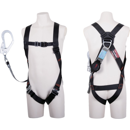 TSUYORON ( 藤井電工 ) ともし火馬具 シングルランヤード付き添い人 鍵を掛ける規則体系付き添い人巻取式ワン・ハンドリトラ 黒 L大きさ ( TH-510-OH93SV-OT-BLK-L-R23-BX )