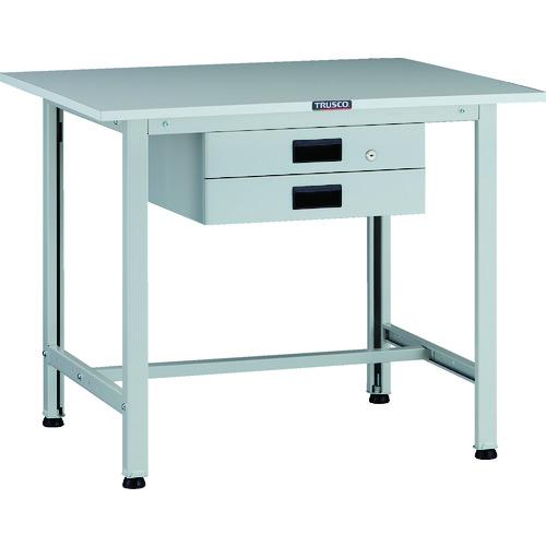 TRUSCO ( トラスコ中山 ) 軽荷重作業台(200kg)AO型 900X750XH740 薄型2段引出付 ホワイト色 ( AOR-0975UDK2 )