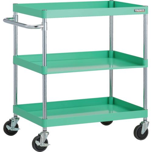 TRUSCO ( トラスコ中山 ) 物の具手押し車 アリゾナ州の州都手押し車 省音 750X500XH880 3方棚板付 若い者緑であること ( PEW-972H1-YG )