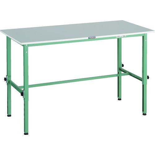 TRUSCO ( トラスコ中山 ) 軽荷重作業台高さ調節式(150kg)RAEM2型 RoHS2対応天板 1500X750XH650~950 グリーン色 ( RAEM2-1500 )
