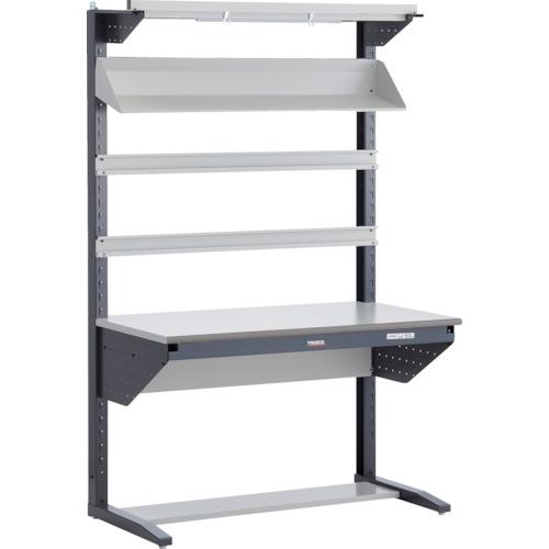 TRUSCO ( トラスコ中山 ) ULRT型ライン作業台 片面W1200 コンテナ受け2本・傾斜棚1枚・照明器具1セット・レールハンガー1本付 ( ULRT-1200HA )