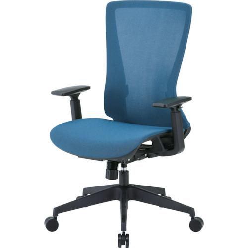 TRUSCO ( トラスコ中山 ) ハイバックメッシュチェア 肘付 青味 ( TMCC-B )