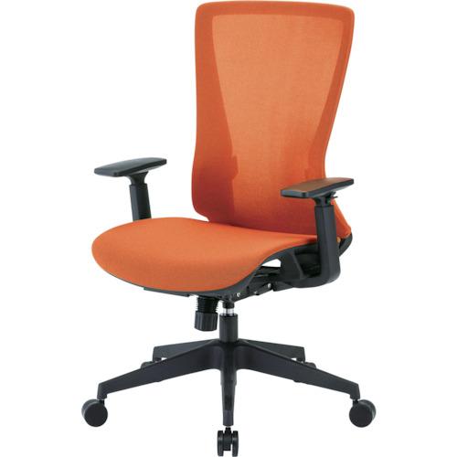 TRUSCO ( トラスコ中山 ) ハイバックメッシュチェア 肘付 オレンジ色 ( TMCC-OR )