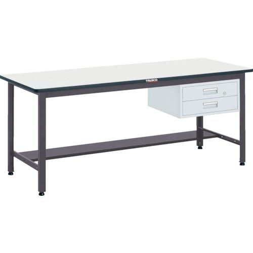 TRUSCO ( トラスコ中山 ) 中荷重作業台(500kg)AEW型 1800X750XH740 2段引出付 ダークグレー色 ( AEWP-1875F2 (F-2NG ﾂｷ) )