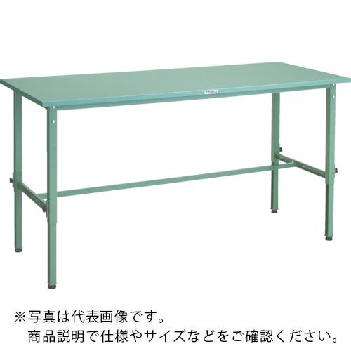 TRUSCO ( トラスコ中山 ) 軽荷重作業台高さ調節式(150kg)AEM型 1500X750XH650~950 基本タイプ グリーン色 ( SAEM-1500 (スチールテンバン) )|トキワONLINE
