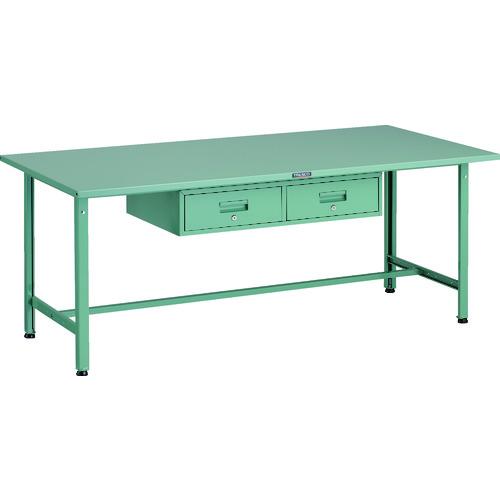 TRUSCO ( トラスコ中山 ) 軽荷重作業台(300kg)AE型 1800X900XH740 2列引出し付 グリーン色 ( SAE-1809FL2 )｜トキワONLINE