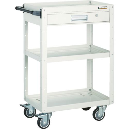 TRUSCO ( トラスコ中山 ) 手道具手押し車 鷲手押し車 750×500×H740 引出付 ウレタン4輪自在 白いこと ( EGW-773VUJ-W )