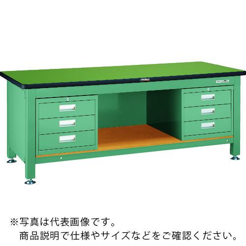 TRUSCO ( トラスコ中山 ) 重掛け目御勤め台(3000kg)TWZ型 1800X900XH740 3段引き出しX2付 緑であること色 ( RTWZ-1809D3D3 )